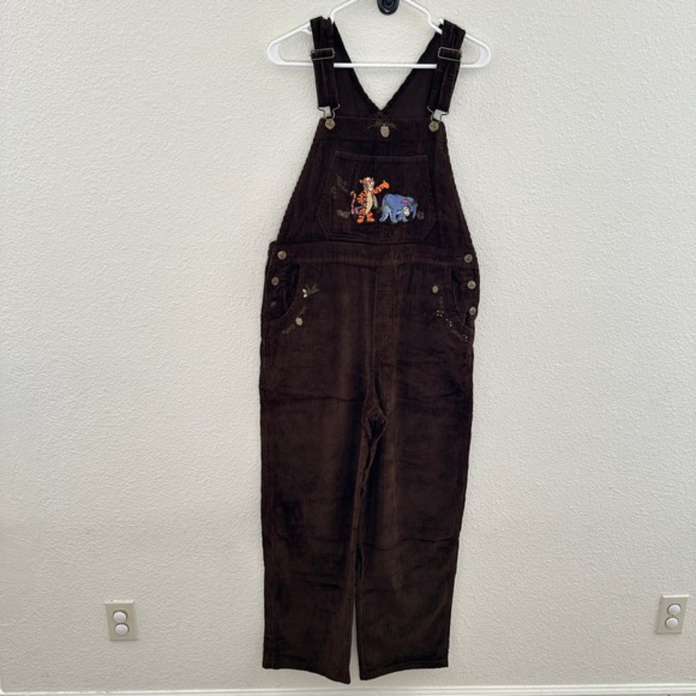 Disney‎ Winnie the Pooh Overalls Women M Brown Corduroy Tigger Eeyore Vintage